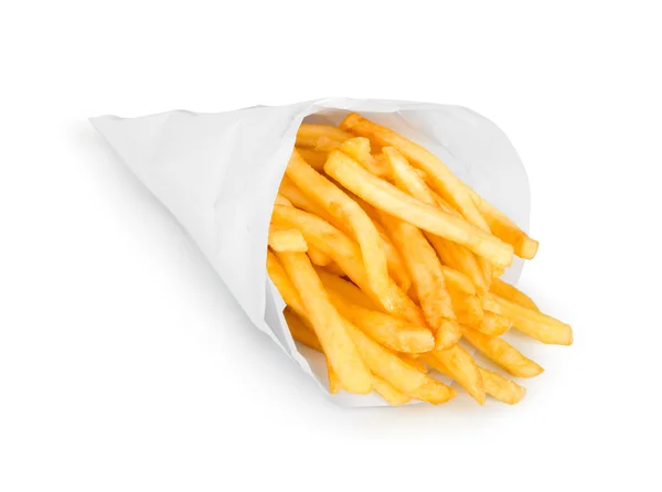French fries in a paper wrapper — Stock Photo, Image