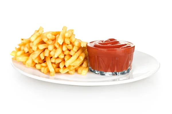 Patatine fritte con ketchup — Foto Stock