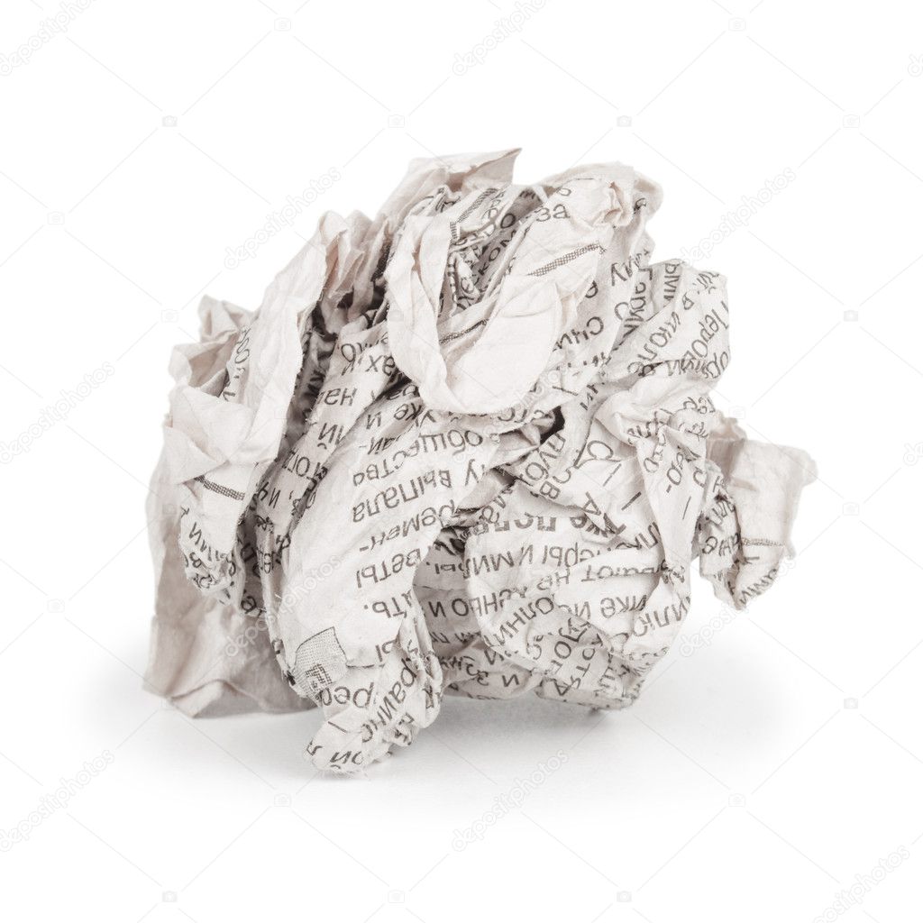 Isolated image of crumpled paper