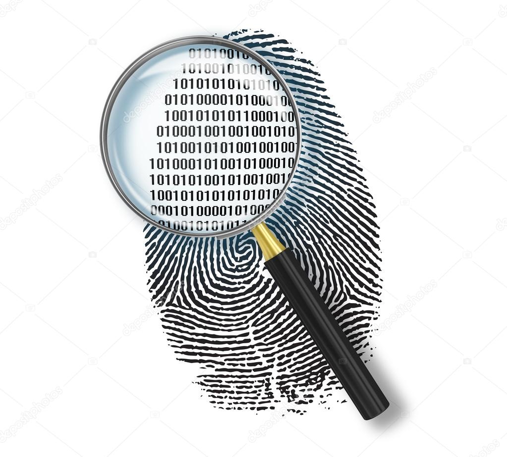 Magnifying glass over finger printlike shape