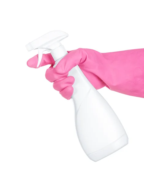Ręka w rękawice z detergentem — Zdjęcie stockowe