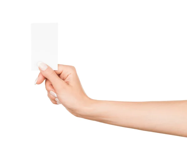 Female hand with blank card — Stock Photo, Image