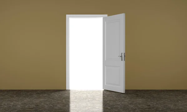 Открыть дверь на коричневом фоне — стоковое фото