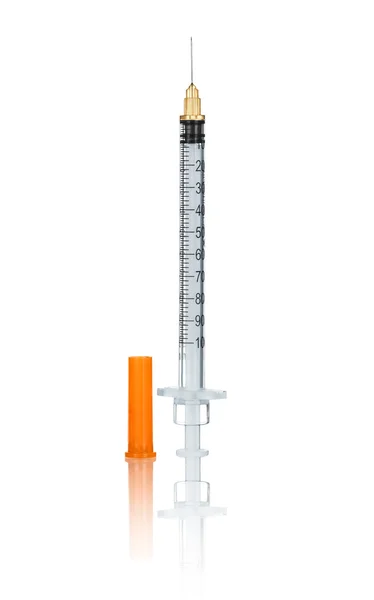 Syringe   on an isolated white background — Stock Photo, Image
