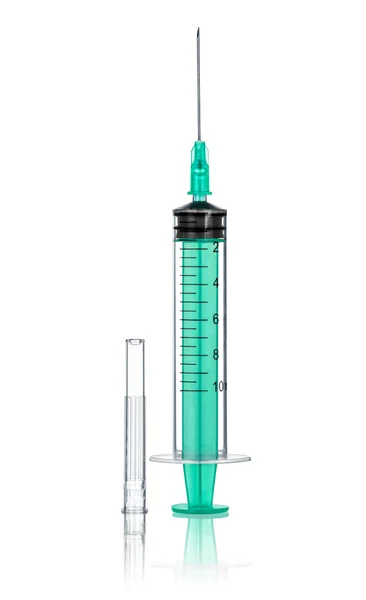 Syringe with a needle on an isolated white background — Stock Photo, Image