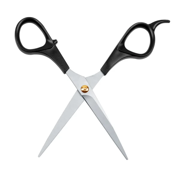 Hairdressing scissors on an isolated white background — Stock Photo, Image