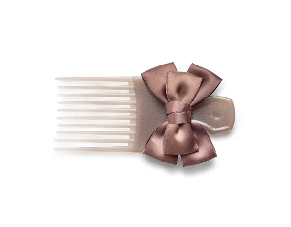 Wide plastic afro comb from low viewpoint isolated against white background. — Stock Photo, Image