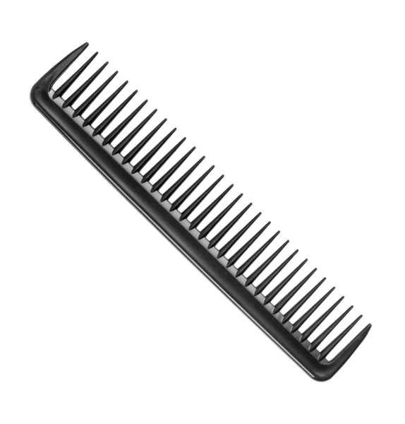 Черный парикмахерская расческа с несколькими зубами на изолированной белой backgrou — стоковое фото