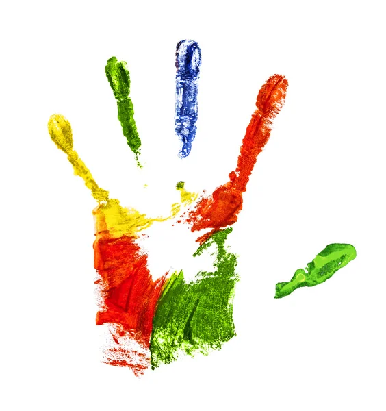 Colorful handprint on an isolated white background — Stock Photo, Image