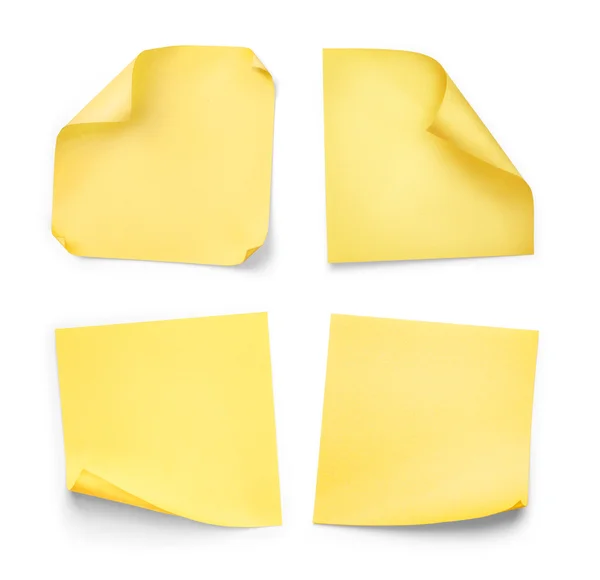 Collection of yellow stickers with curled on an isolated white b — Stock Photo, Image