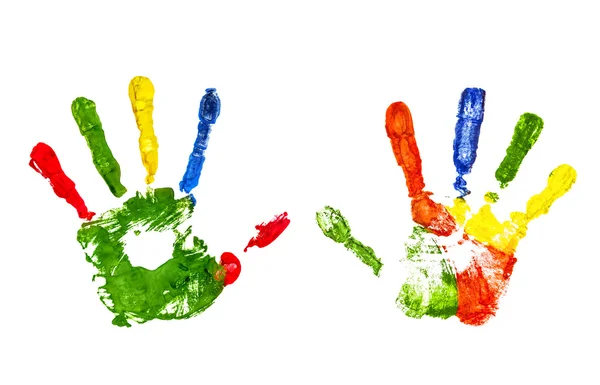 Colorful handprint on an isolated white background — Stock Photo, Image