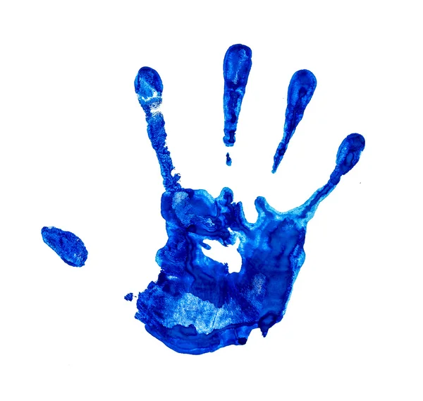 Water blue handprint on an isolated white background — Stock Photo, Image