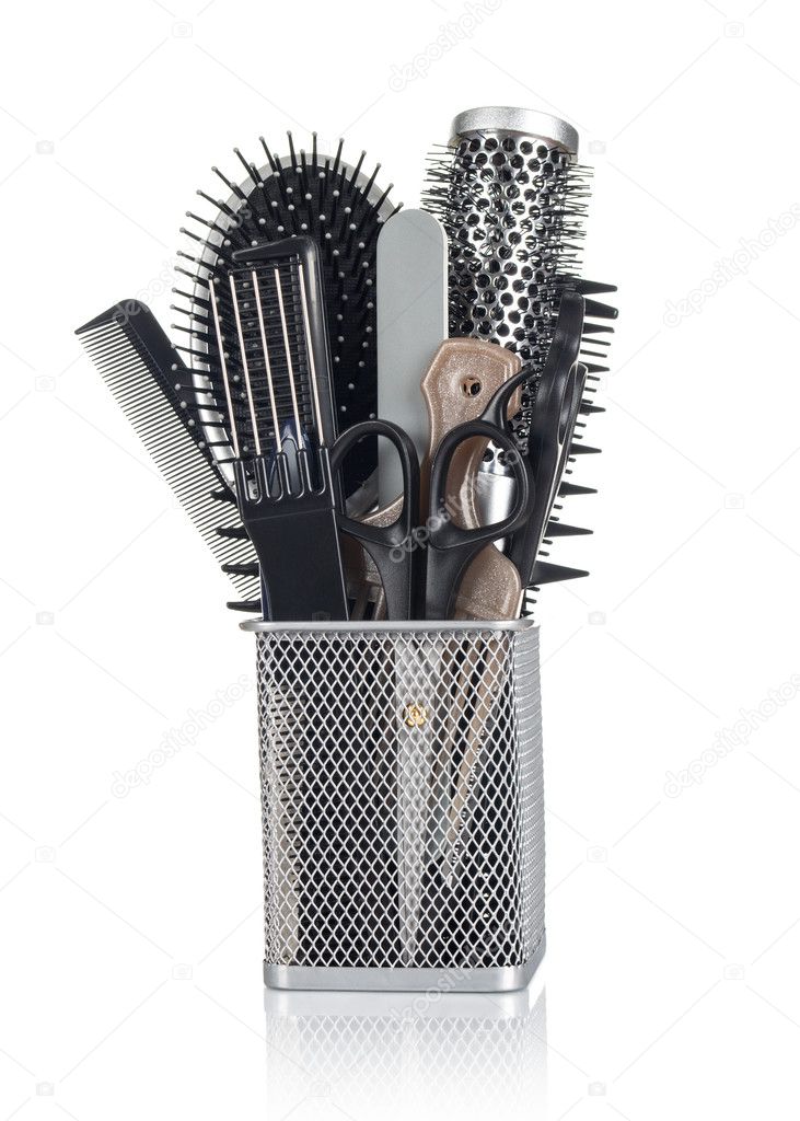 Professional hairdresser tools, isolated on white