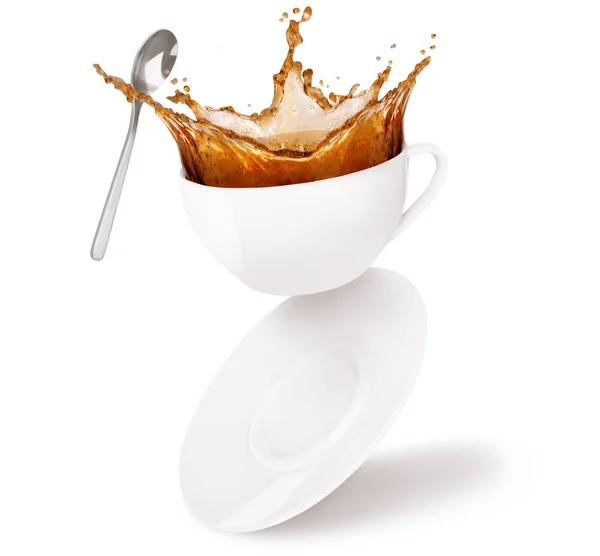 Coffee Cup White Background Movement — Stock Photo, Image