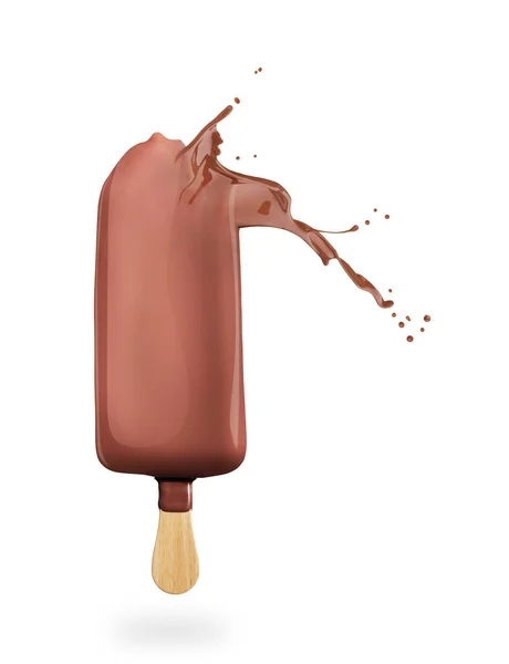 Choklad Stänk Vaniljglass Choklad Glasyr Isolerad Vit Bakgrund — Stockfoto