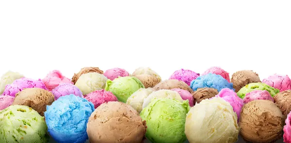 Beyaz Arka Planda Çok Renkli Lezzetli Dondurma Topları Illüstrasyon — Stok fotoğraf