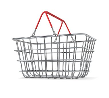 Metal alışveriş sepeti. Vektör illüstrasyonu.