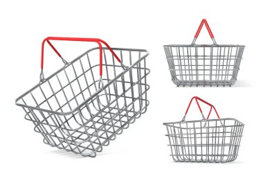 Yemek için metal sepetleri hazırlayın. Vektör illüstrasyonu.