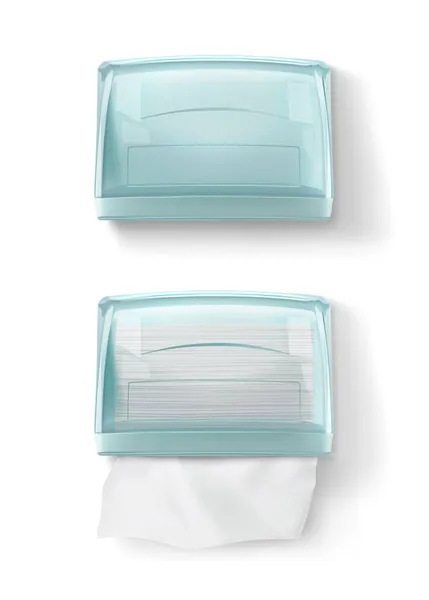 Plast Transparent Handduk Dispenser Vektor Realistisk Illustration — Stock vektor