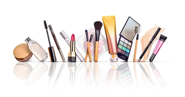 Cosmetics Reflection White Background — Stock Photo, Image