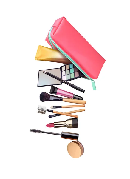 Cosmetics Flying Out Pencil Case — Stock Photo, Image