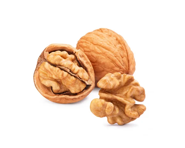 Broken Walnuts White Background — Stock Photo, Image