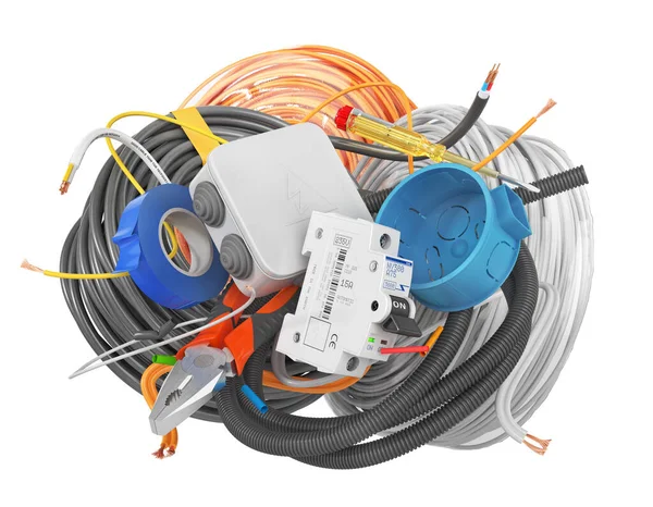 Automatische Stroomonderbreker Elektrische Schakelaars Een Witte Achtergrond Illustratie — Stockfoto