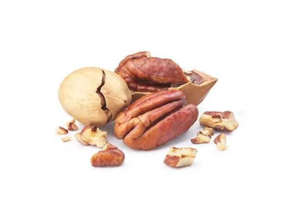 Chopped Pecan White Background — Stock Photo, Image