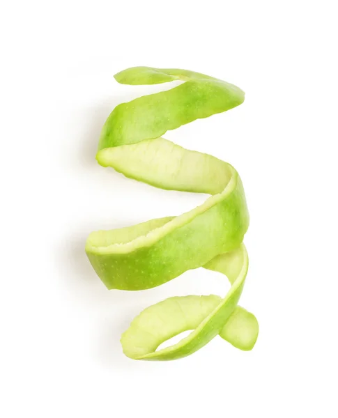 Huid Van Een Groene Appel Ligt Een Witte Achtergrond — Stockfoto