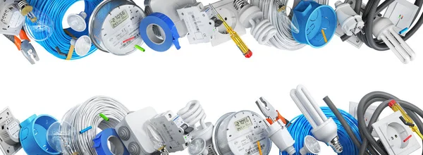 Elektriska Komponenter Sidan Vit Bakgrund Illustration — Stockfoto
