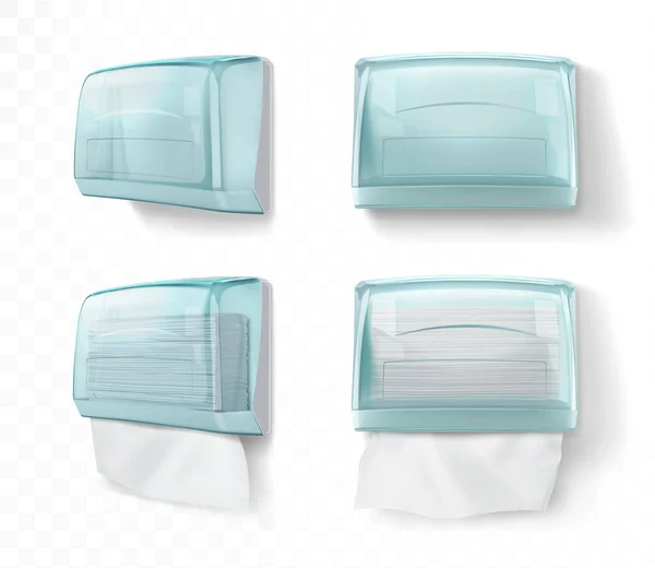 Plastic Transparante Handdoekdispenser Vector Realistische Illustratie — Stockvector