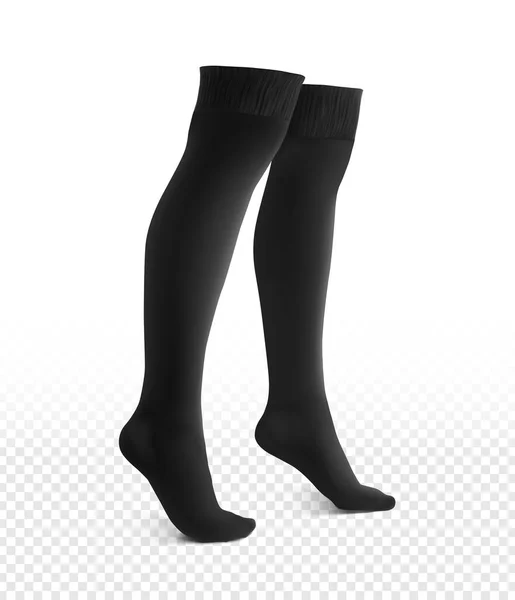 Siyah Diz Boyu Çorapların Detaylı Çekimi Vektör Illüstrasyonu — Stok Vektör