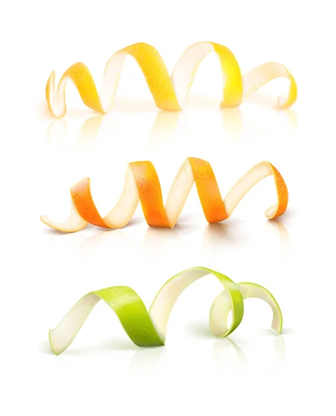 Peel Apple Orange Lemon Vector Illustration — Stock Vector
