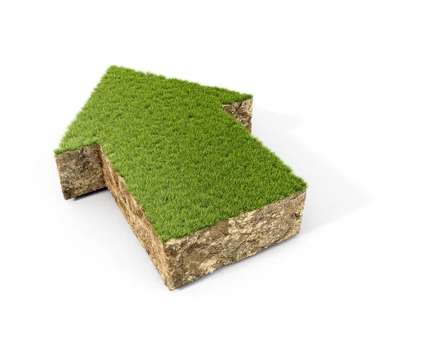 Konzept Von Stück Boden Und Gras Form Eines Richtungspfeils Isoliert — Stockfoto