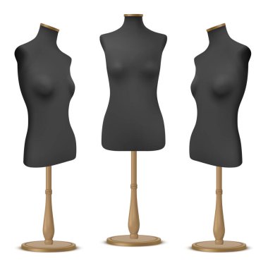 Vektör illüstrasyonunda kadın göğsünün izole edilmiş görüntüsü olan gerçekçi mankenler.