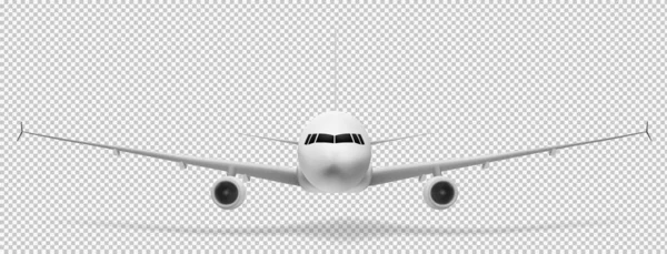 Εικονογράφηση Διανύσματος Εμπρόσθιας Όψης Αεροπλάνου Απομονωμένη Διαφανές Φόντο — Διανυσματικό Αρχείο