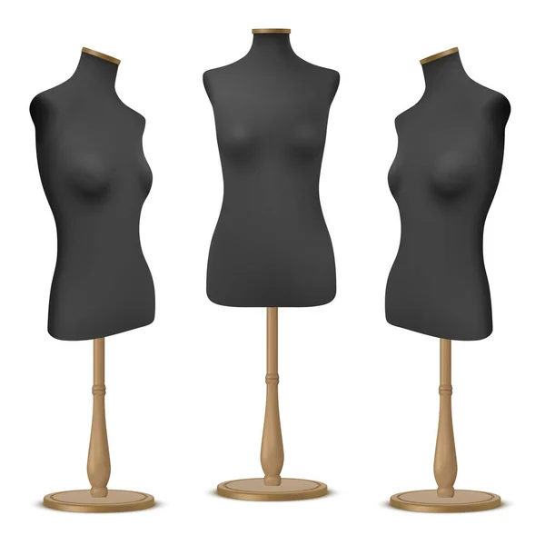 Maniquíes Composición Realista Con Imagen Aislada Mama Femenina Stand Vector — Vector de stock