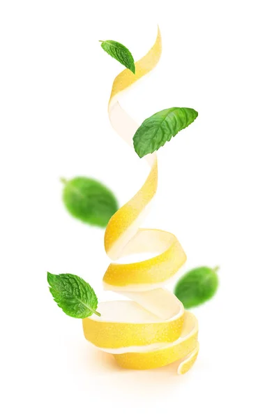 Mint Leaves Lemon Peel Vector Illustration — Stock Vector