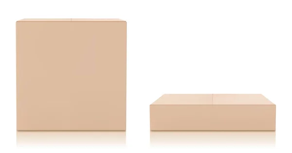 Set Mockup Scatola Cartone Isolato Sfondo Bianco Immagini Vettoriali Imballaggi — Vettoriale Stock
