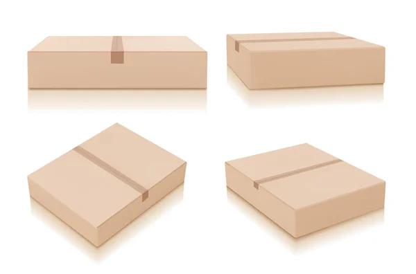 Set Maquette Boîte Carton Isolé Sur Fond Blanc Images Vectorielles — Image vectorielle