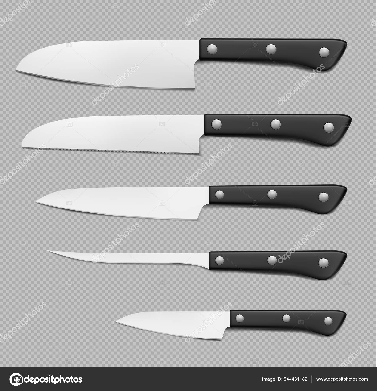 Sharp Kitchen Knives Set Plastic Handles Basic Kitchenware Cut