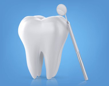 Dental model of a tooth, illustration as a concept of dental examination of teeth, dental health and hygiene. clipart