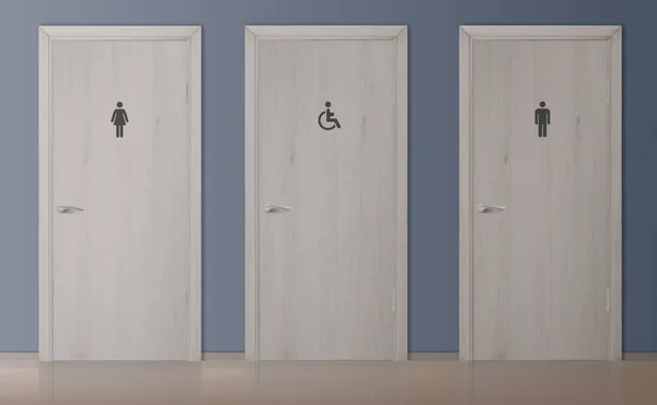 Drzwi Toaletowe Dla Chłopców Dziewcząt Żeńskie Męskie Drzwi Toaletowe Ilustracja — Wektor stockowy