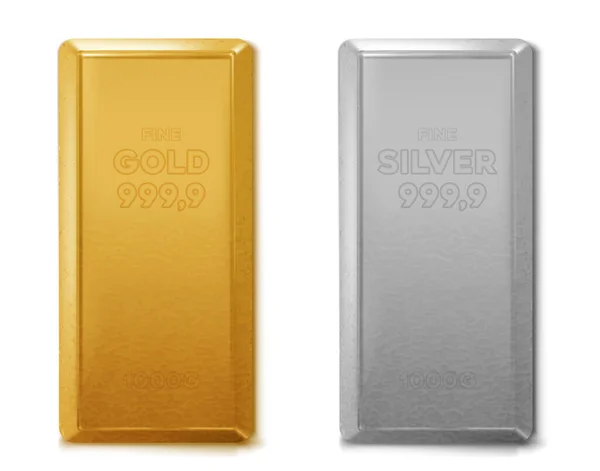 Guld Och Silver Barer Vit Bakgrund Vektor Illustration — Stock vektor