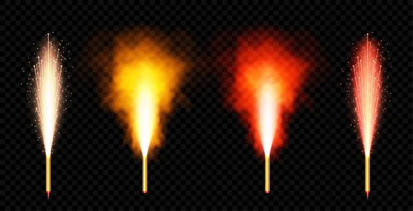 Vektor Feuerwerk Funkenfontäne Isoliert Auf Transparentem Hintergrund — Stockvektor