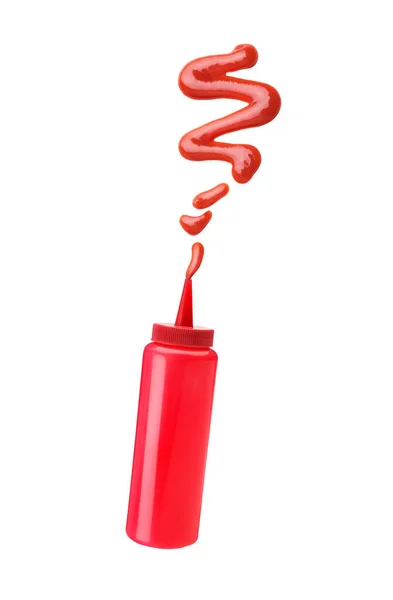 Ketchup Fliegt Aus Der Flasche — Stockfoto