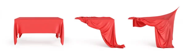 Pano Vermelho Cobre Mesa Invisível Fundo Branco Ilustração — Fotografia de Stock