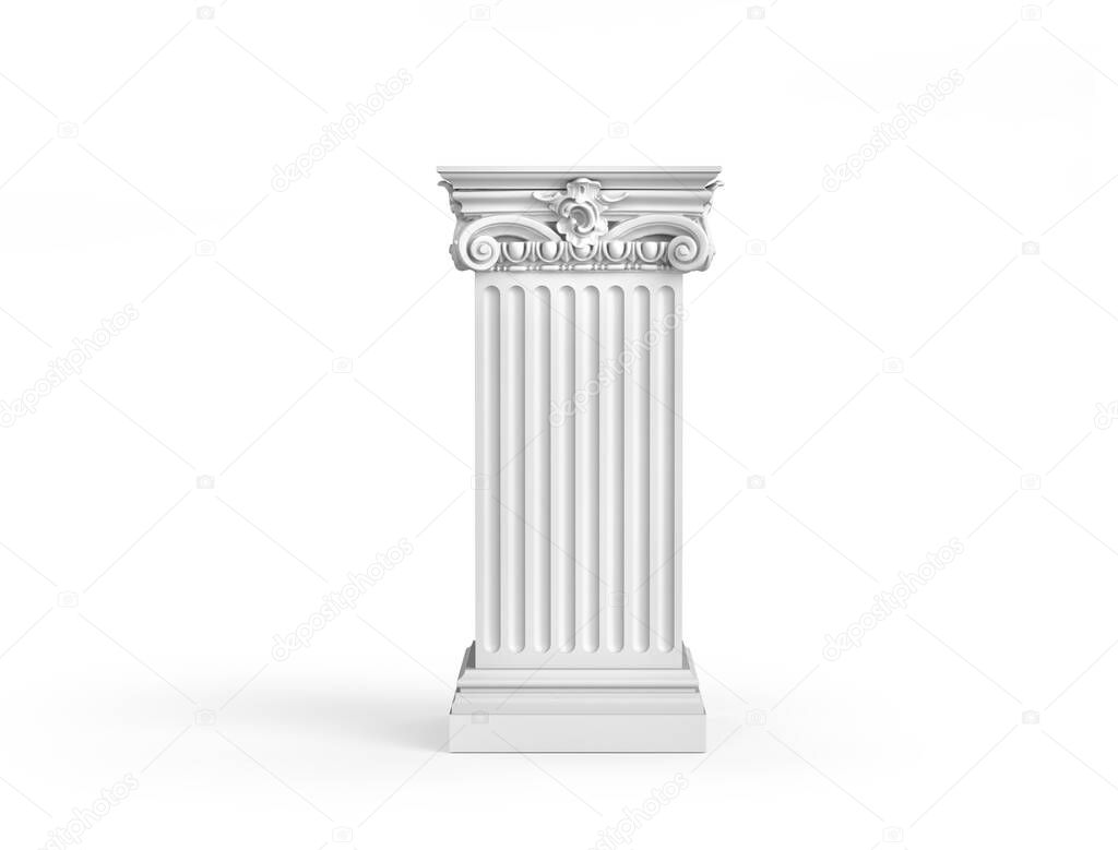Pedestal with cloth on a white background. 3d illustration