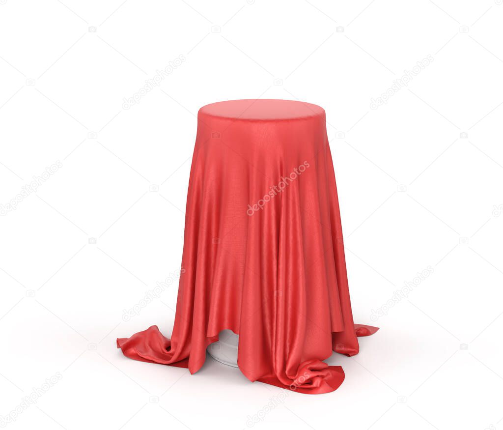 Pedestal with cloth on a white background. 3d illustration