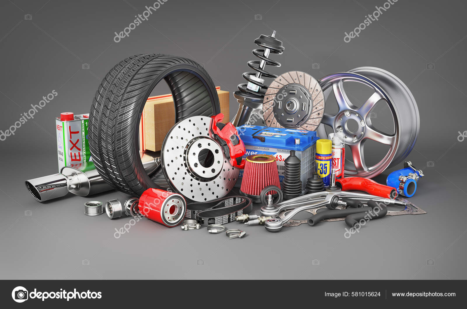 Auto Parts Lots Spare Parts Illustration Stock Photo by ©urfingus 581015624